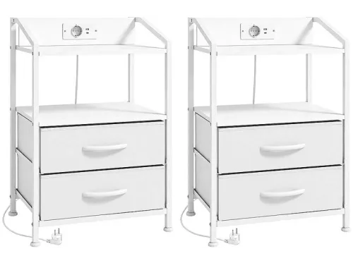 Mesita de noche | HOMCOM 83B-832V90WT, Melamina de Madera, Acero, 30 cm x 40 cm, Blanco