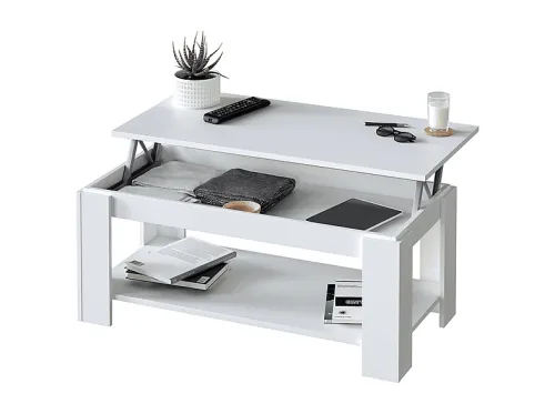 Mesa de centro | MIROYTENGO Ambit, Melamina, 100 cm x 50 cm, Blanco Artik (Blanco Mate)