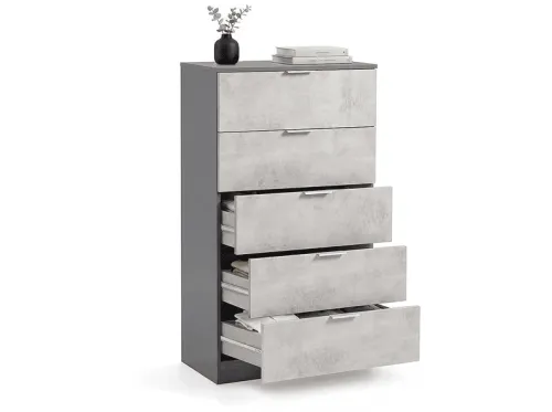 Cómoda | DUEHOME Akari, , 60 cm x 110 cm x 40 cm, Gris Grafito - Gris Cemento