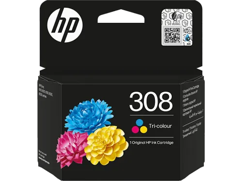 Cartucho de tinta | HP 308, 7FP20UE, 3 ml, 120 páginas, Tricolor (Cian, Magenta y Amarillo)