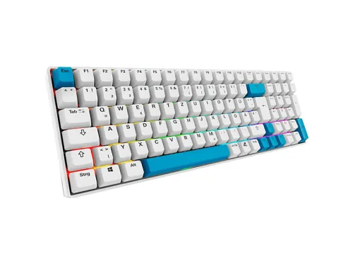 Teclado gaming | SHARKOON SKILLER SGK50 S2 PBT, Con cable y sin cable, Teclas iluminadas, idioma: DE, Blanco