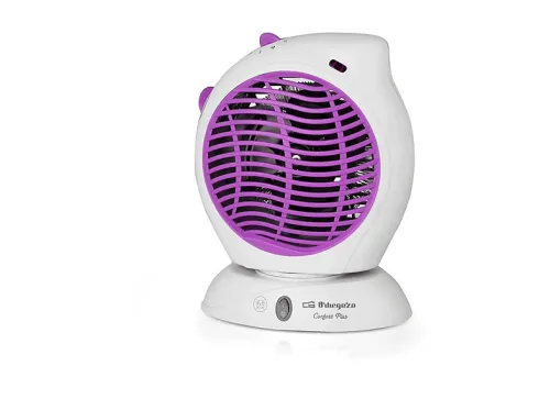 Calefactor portátil | ORBEGOZO FH 5580., 2000 W, 2 niveles de calor, Púrpura, Blanco