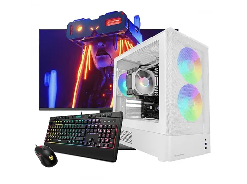 Pack PC Gaming | NEOPC Mars Gaming MC-Onyx, AMD Ryzen™ 5, 16 GB RAM, 1 TB SSD, Radeon™ Onboard Graphics, Windows, Monitor 27 " Full-HD, Blanco