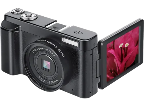 Cámara digital | INF Cámara Digital 4K 48MP con Pantalla Abatible, 48 megapixel, 4K, Negro