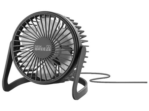 Ventilador portátil | CellularLine DESK BREEZE, Rotación de 360º, Conexión USB, Gran movimiento de aire, Negro