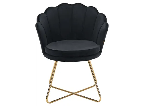 Sillón | HAWTHYHOME Diseño de pétalo con patas de metal dorado, hasta 150 kg, Negro