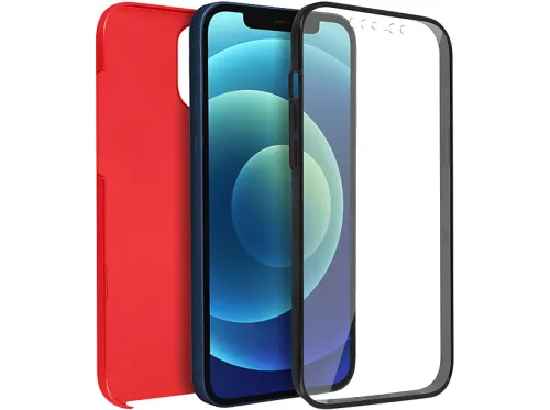 Carcasa para móvil | AVIZAR TPGLASS-RD-IP12, Compatible con Apple iPhone 12 Pro, Rojo