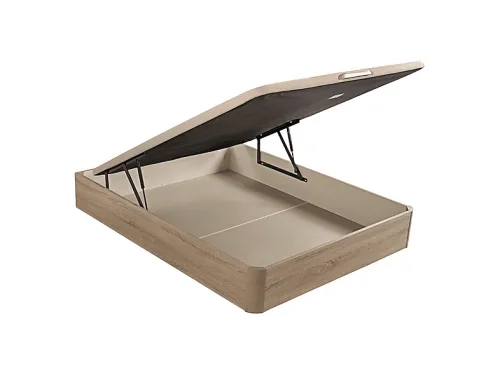 Canapé | WHAT THE SLEEP Abatible STORAGE BED - Apertura Asistida - Madera - Gran Capacidad - 27cm capacidad útil, 90 cm x 190 cm, Madera, Natural