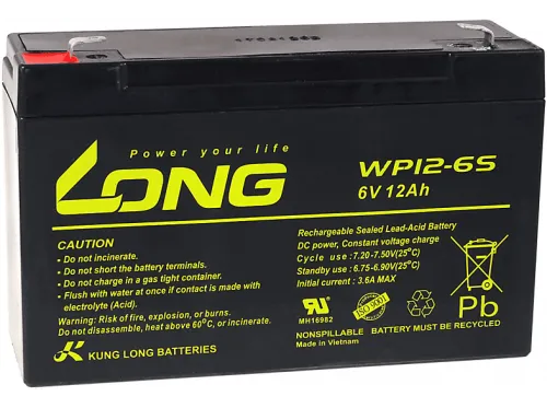 Baterías de Plomo | POWERY KungLong Batería plomo WP12-6S Equivalente con FIAMM Modelo FG11202