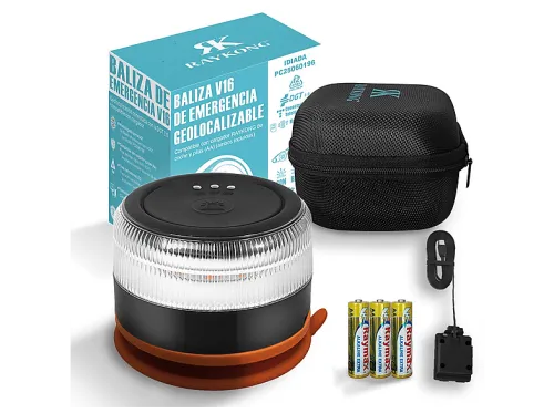 Baliza V16 | RAYKONG Geolocalización DGT 3.0 | 3 Indicadores Led SIM | V16 Beacon Light IoT CH-020L - IDIADA PC25060196