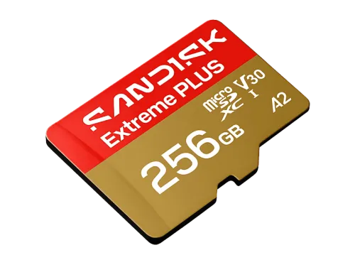 Tarjeta Micro SD | SANDISK Extreme PLUS, 256 GB, Hasta 250 MB/s de lectura, 5K y 4K UHD, V30, A2, U3, UHD-I, Adaptador SD, Oro