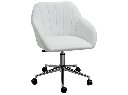 Silla de Oficina | VINSETTO Silla de Oficina, ergonómica, altura ajustable, piel sintética, carga 120kg, hasta 120,00 kg, Blanco