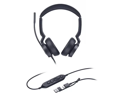 Auriculares de oficina | UH46 Dual Teams USB-C/A YEALINK, Earbuds classic, Negro