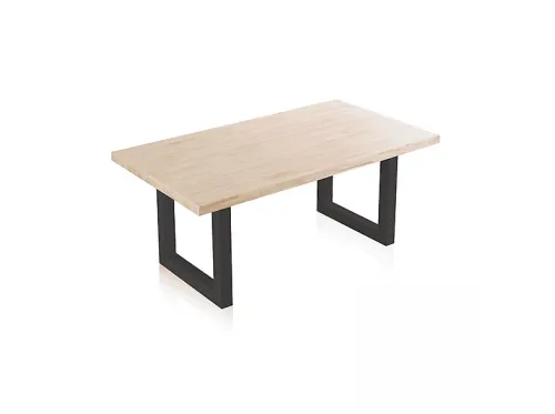Mesa de comedor | DUEHOME Loft, madera y metal, 180 cm x 100 cm, Negro - Roble
