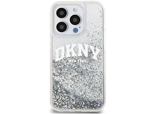Carcasa para móvil | DKNY Liquid Glitter Arch Edition, Compatible con Apple iPhone 14 Pro, Transparente