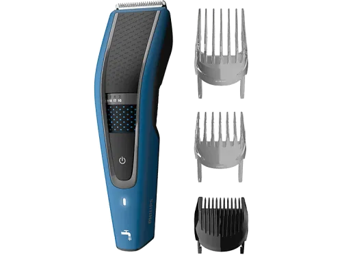 Cortapelos | Philips S5000 HC5612/15, 28 longitudes, 75 min autonomía sin cable, 3 cabezales, 2 para pelo y 1 para barba, Azul