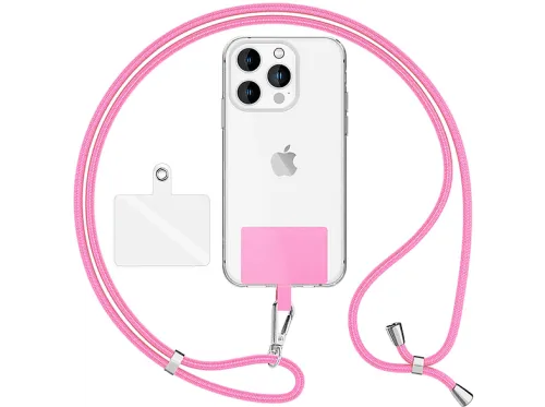 Cadena de Móviles | NALIA "HoldMe Air" Cordón 160cm con Mosquetón Plateado, Compatible con Universal Smartphone, Rosa