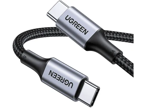 Cable USB-C a USB-C | UGREEN USB-C Aluminium trenzado 1m BLACK, USB 2.0, USB-C, USB-C, Negro, Plata