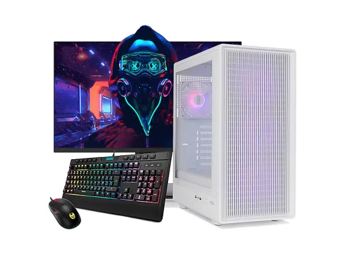 Pack PC gaming | NEOPC Nox Infinity IOTA, AMD Ryzen 5, 16 GB RAM, 480 GB SSD, GeForce RTX™ 5060, Windows, Monitor 27 " Full-HD, Blanco