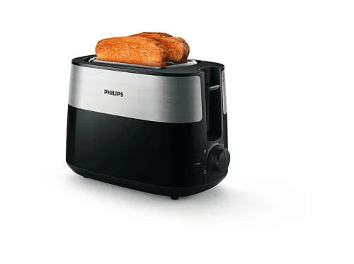 Tostadora | PHILIPS HD2516/90, 830 W, 2 ranuras, 2 rebanadas, 8 niveles tostado, Negro
