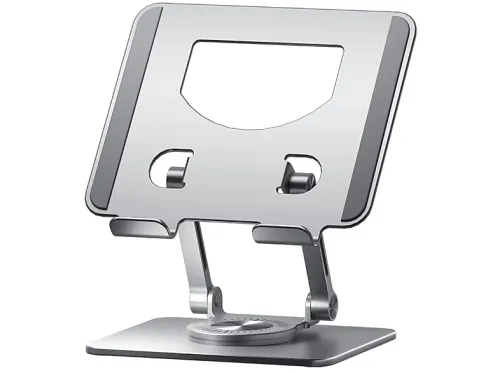 Soporte para tablet | Soporte plegable giratorio de aleación de aluminio de 360 grados para teléfonos móviles y tabletas BYTELIKE, Plata