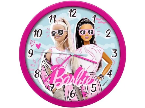 Reloj de pared | Reloj de pared Barbie KIDS EUROSWAN, Azul claro, Blanco, Negro, Rosa