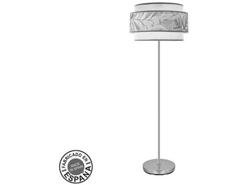 Lámpara de pie | CAMERUN FABRILAMP, Cromo/Blanco/Gris