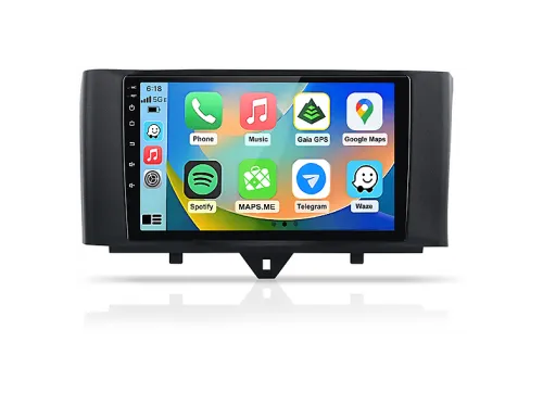 Autorradio | Para Mercedes Benz Smart 2011-2015 HEXINEX, 9 "", carplay, android auto, GPS, SWC, WIFI, GPS, negro
