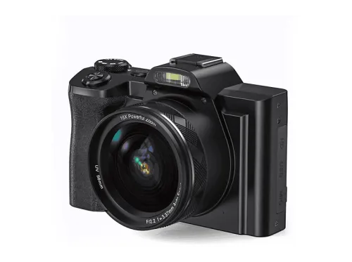Cámara compacta | INF Cámara digital 5K/48MP/zoom 16X/antivibración de 6 ejes, pantalla de 3, 48 megapixel, Negro
