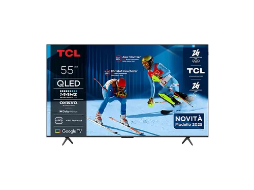 TV QLED 55" | TCL 55P8K/QLED/144HZ, UHD 4K, AiPQ Pro, Smart TV, DVB-T2 (H.265), Metálico