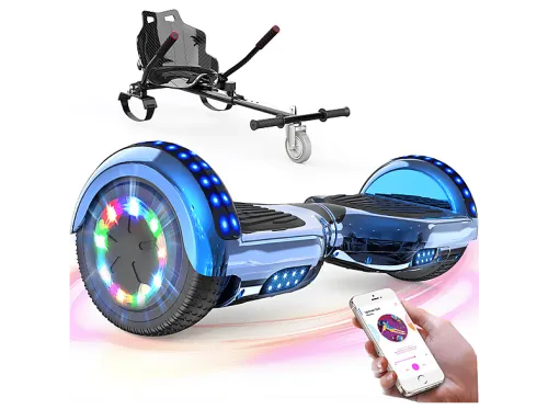 Hoverboard con Kart | WJ, Bluetooth y LED, para Niños y Adultos, 15 km/h, 4000mAh, 180W, Carga 100 kg RCB, 15 km/h, 4000 mAh, 180 W, 100 kg, Púrpura
