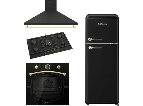 Conjunto de cocina | SOLTHERMIC P_B0012439_B00110541_B00110466_B00110930, 78 l, Placa de gas, Negro