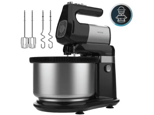 Batidora de repostería | CECOTEC PowerTwist 500 Steel Double Spin, 500 W, 5 velocidades, gris