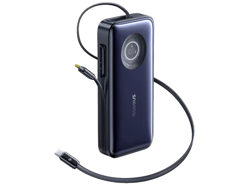 Powerbank | Baseus EnerCore CR11, Retráctil, 20000mAh, 100 W, Carga rápida, Monitoreo de carga, Negro