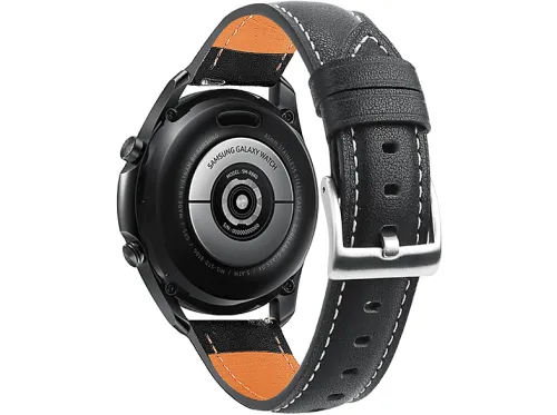 Correa | Correa de cuero negro compatible con Galaxy Watch 3 45 mm INF, Negro