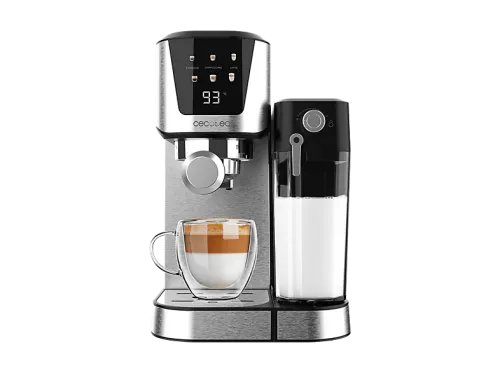 Cafetera express | Cecotec Power Espresso 20 Cream, 20 bar, 1350 W, Pantalla táctil en color, Depósito de leche 700 ml, Thermoblock, Plata
