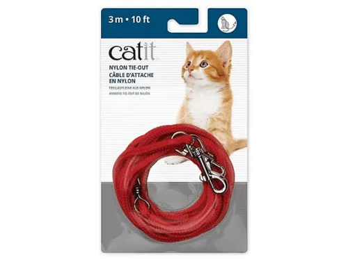 Correa para gato | CATIT anti enredos de Nylon Tie-Out, para Gato, Red