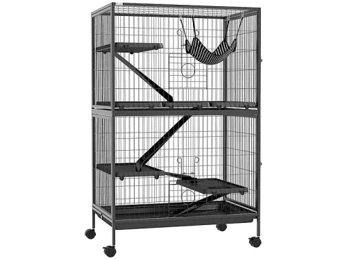 Jaula para roedores | PAWHUT D51-113V00CG, para Mascota pequeña, Gris Oscuro