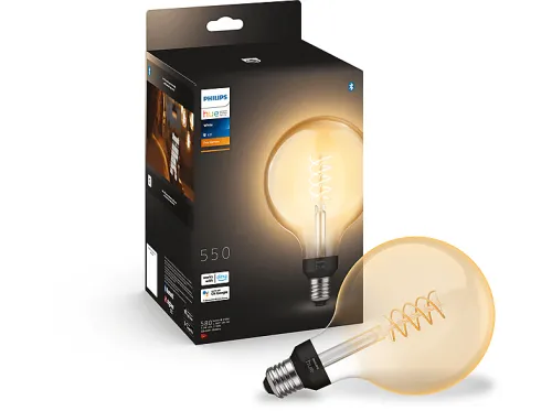 Bombilla inteligente | PHILIPS HUE LED, Casquillo E27, Control por voz, Blanco suave