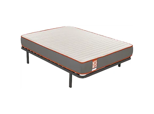 Pack Colchón + Somier | WHAT THE SLEEP PACK DESCANSO RAP 16 LÁMINAS, 140 cm x 190 cm, Espuma HR, Negro