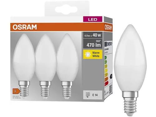 Bombilla LED | OSRAM 4099854047091, E14, 220-240 V, 2700 K, Eficiencia energética: F