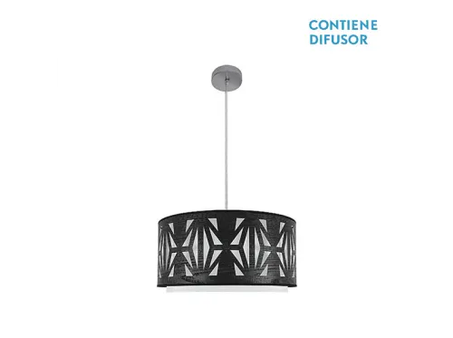 Lámpara colgante | KATERINA FABRILAMP, Cromo/Madera Negra