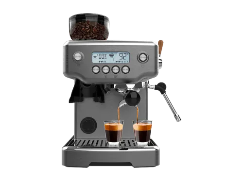 Cafetera express | Cecotec Power Espresso 20 Barista Steel & Grind, 20 Bares, Molinillo integrado, Vaporizador, Doble Thermoblock, 2200 W, Plata