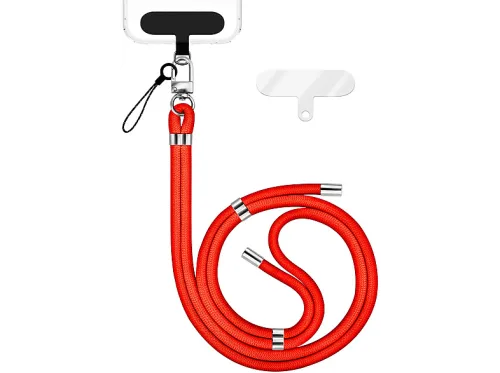 Cadena de Móviles | NALIA "HoldMe" Correa Universal con Mosquetón Plateado, Compatible con Universal Smartphone, Naranja Neón