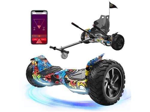Hoverboard | HM2 Patinete Autoequilibrado, Hoverboard con Asiento Hoverkart Bluetooth&LED, Niños Jóvenes Adultos RCB, 15 km/h, 4000 mAh, 350 W, 100 kg, Multicolor