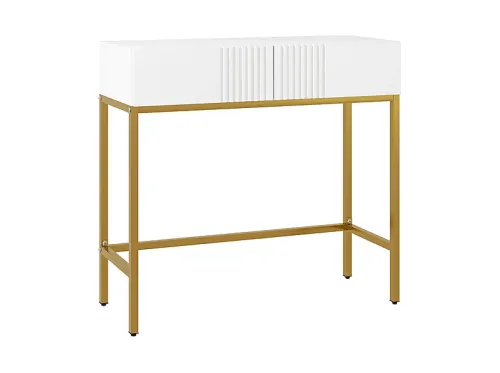 Mesa consola | HOMCOM 837-471V80WT, Melamina de Madera, Acero, 31,5 cm x 80 cm, Blanco