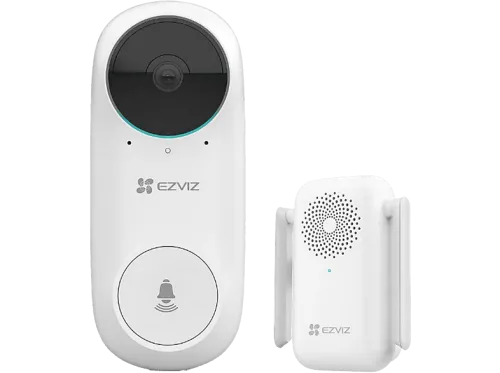 Videoportero | EZVIZ DB2C KIT/VIDEOPORTERO A BATERIA + CHIME, Full-HD, 1536 x 1536 pixeles, Función de visión nocturna, Blanco