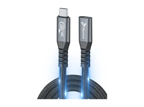 Cable USB-C a USB-C | REAGLE Thunderbolt 100W 4K 60Hz 10Gb/s 0.5M, USB 3.2, USB-C, USB-C, Negro