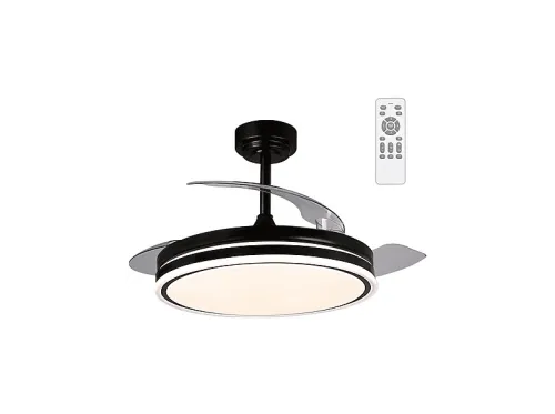 Ventilador de techo con luz | WONDERLAMP Perla, 29 W, 6 velocidades, Negro