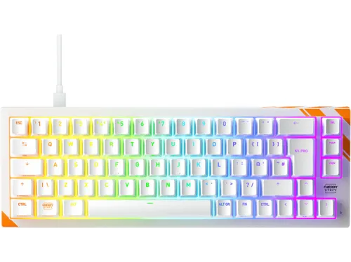 Teclado gaming | CHERRY K5 PRO TMR COMPACT, QWERTY, USB tipo A, Naranja/Blanco, Con cable, Teclas iluminadas, idioma: UK, Naranja, Blanco